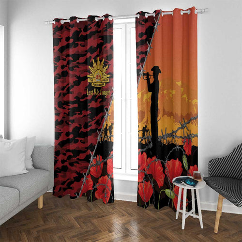 ANZAC Lest We Forget Window Curtain Australian Army Poppy Tribute