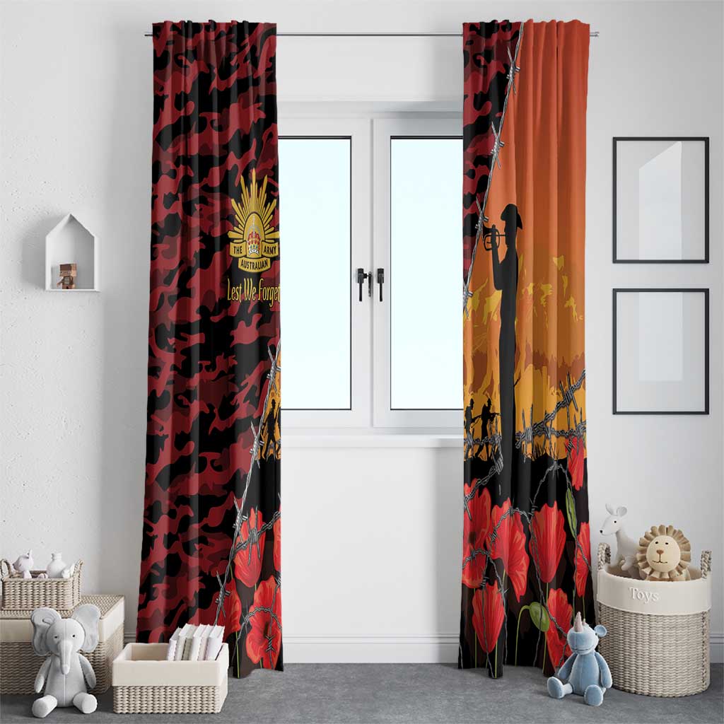 ANZAC Lest We Forget Window Curtain Australian Army Poppy Tribute