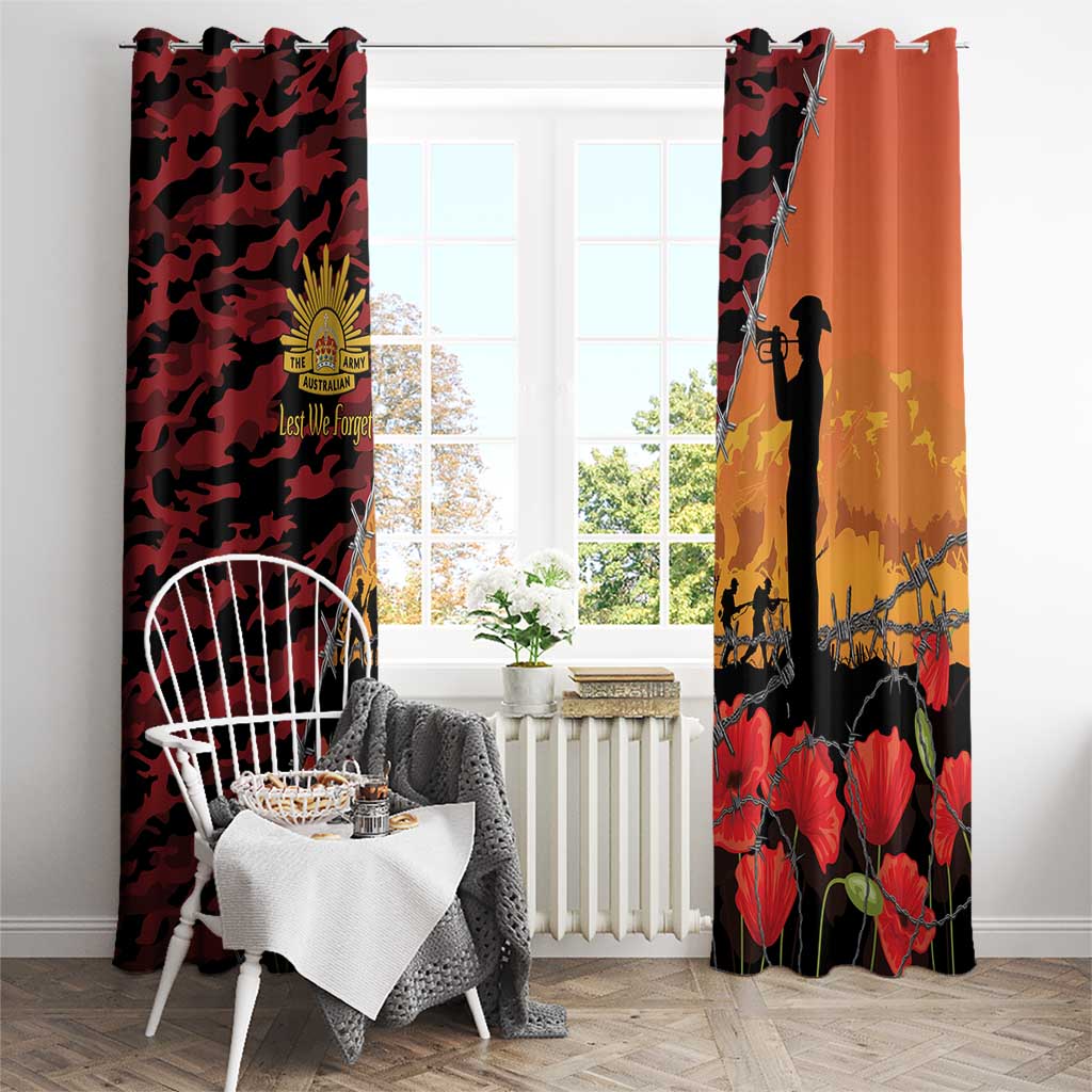 ANZAC Lest We Forget Window Curtain Australian Army Poppy Tribute