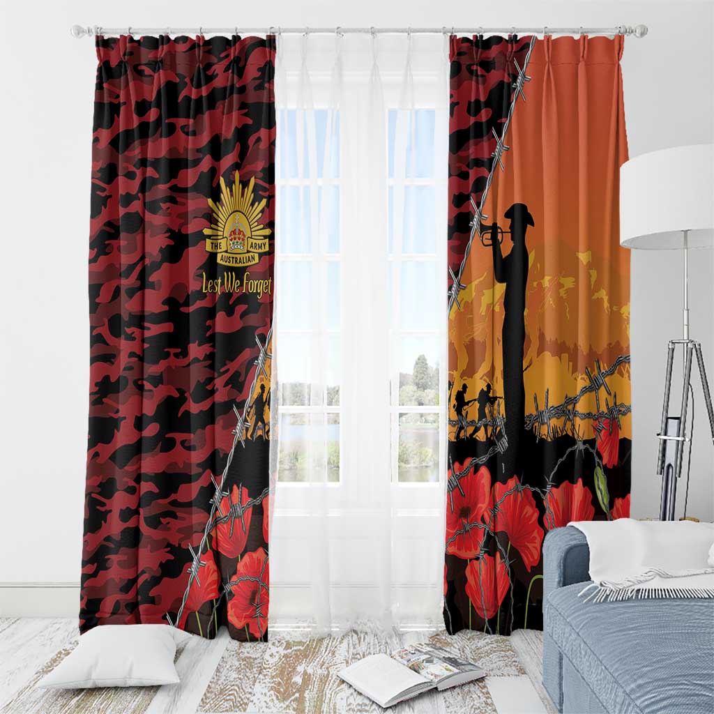 ANZAC Lest We Forget Window Curtain Australian Army Poppy Tribute