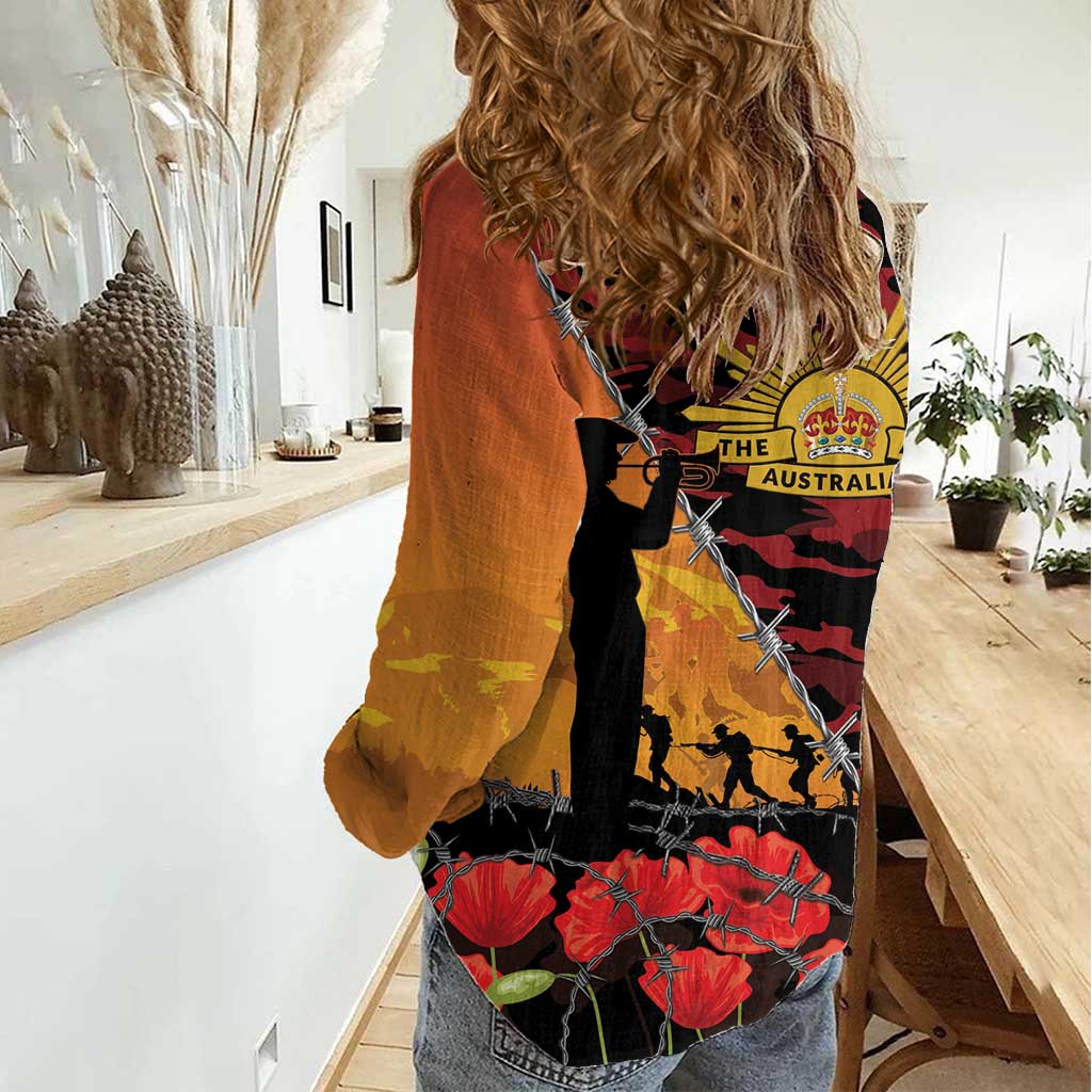 ANZAC Lest We Forget Women Casual Shirt Australian Army Poppy Tribute