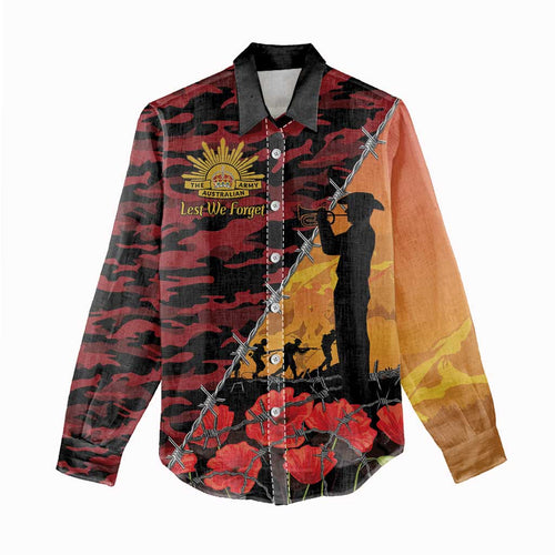 ANZAC Lest We Forget Women Casual Shirt Australian Army Poppy Tribute