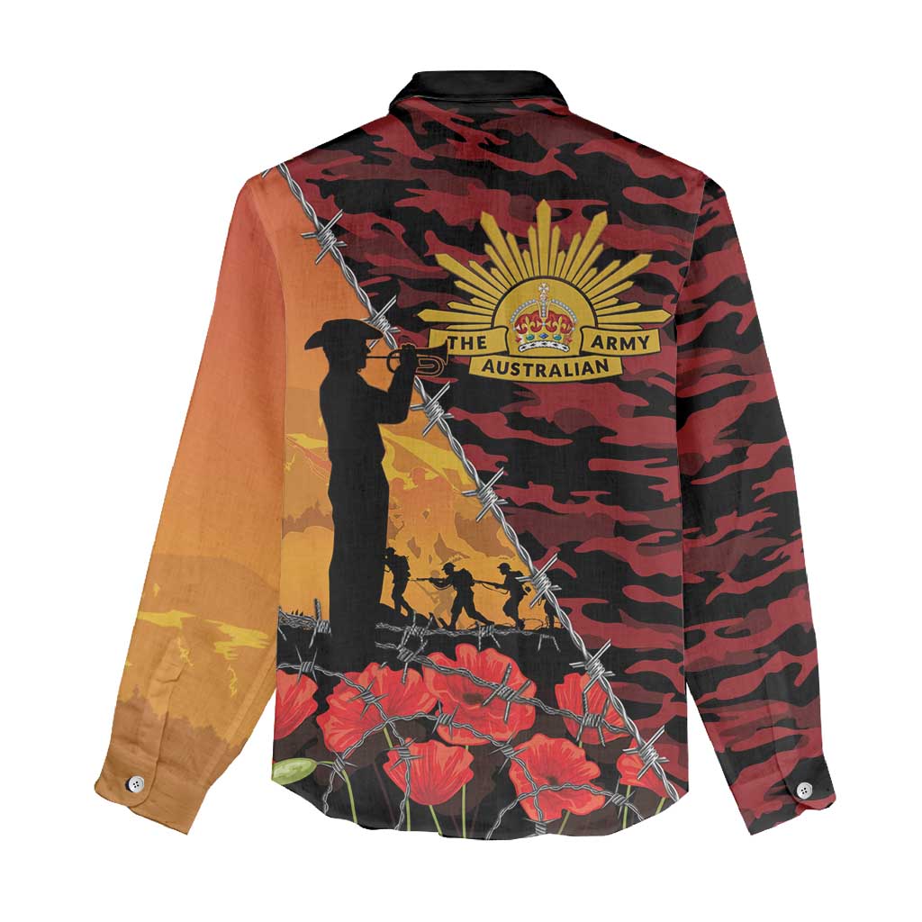 ANZAC Lest We Forget Women Casual Shirt Australian Army Poppy Tribute