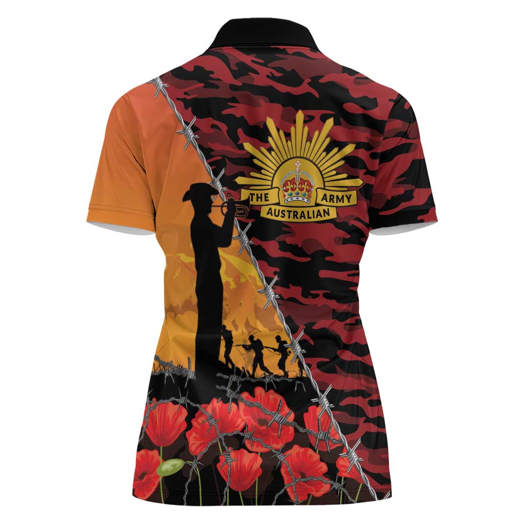 ANZAC Lest We Forget Women Polo Shirt Australian Army Poppy Tribute