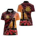 ANZAC Lest We Forget Women Polo Shirt Australian Army Poppy Tribute
