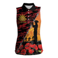 ANZAC Lest We Forget Women Sleeveless Polo Shirt Australian Army Poppy Tribute