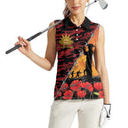 ANZAC Lest We Forget Women Sleeveless Polo Shirt Australian Army Poppy Tribute