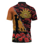ANZAC Lest We Forget Zipper Polo Shirt Australian Army Poppy Tribute