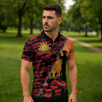 ANZAC Lest We Forget Zipper Polo Shirt Australian Army Poppy Tribute