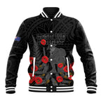 Personalised New Zealand ANZAC Day Baseball Jacket Lest We Forget Soldier Memorial