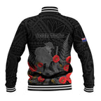Personalised New Zealand ANZAC Day Baseball Jacket Lest We Forget Soldier Memorial
