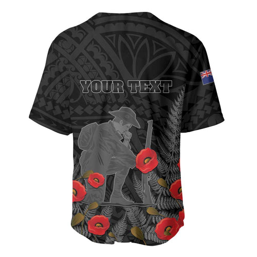 Personalised New Zealand ANZAC Day Baseball Jersey Lest We Forget Soldier Memorial