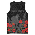 Personalised New Zealand ANZAC Day Basketball Jersey Lest We Forget Soldier Memorial