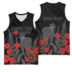 Personalised New Zealand ANZAC Day Basketball Jersey Lest We Forget Soldier Memorial
