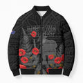 Personalised New Zealand ANZAC Day Bomber Puffer Jacket Lest We Forget Soldier Memorial