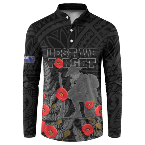 Personalised New Zealand ANZAC Day Button Sweatshirt Lest We Forget Soldier Memorial