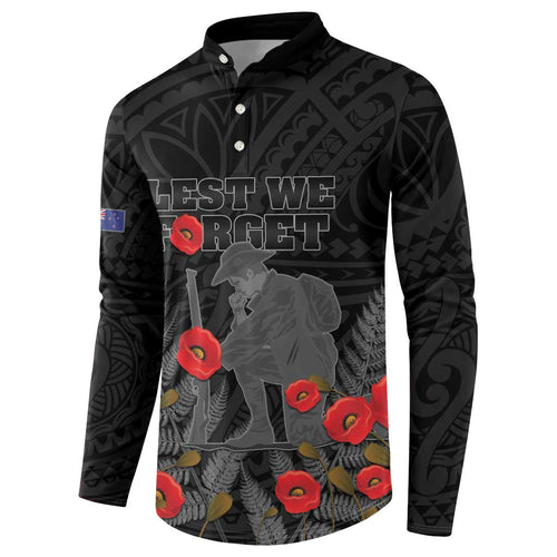 Personalised New Zealand ANZAC Day Button Sweatshirt Lest We Forget Soldier Memorial