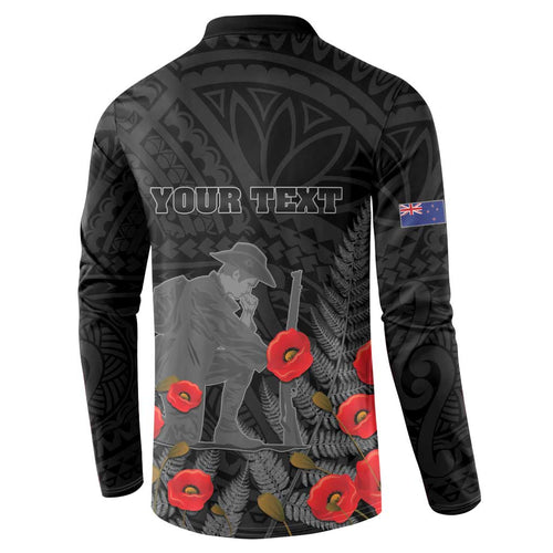 Personalised New Zealand ANZAC Day Button Sweatshirt Lest We Forget Soldier Memorial