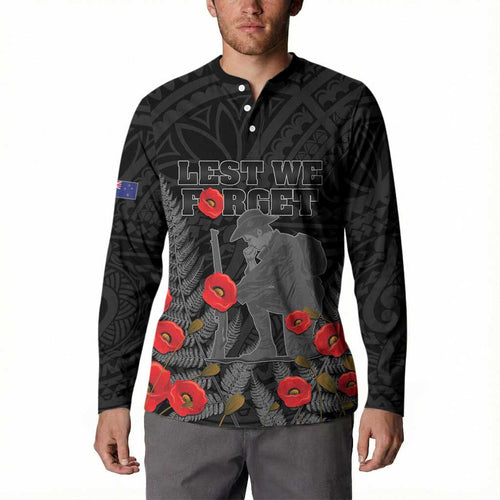 Personalised New Zealand ANZAC Day Button Sweatshirt Lest We Forget Soldier Memorial