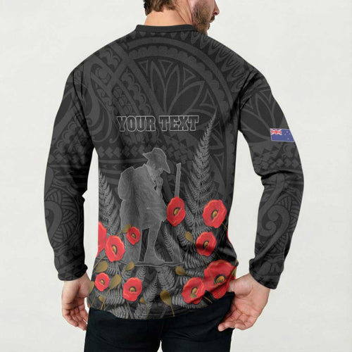Personalised New Zealand ANZAC Day Button Sweatshirt Lest We Forget Soldier Memorial