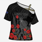 Personalised New Zealand ANZAC Day Cross Shoulder Shirt Lest We Forget Soldier Memorial