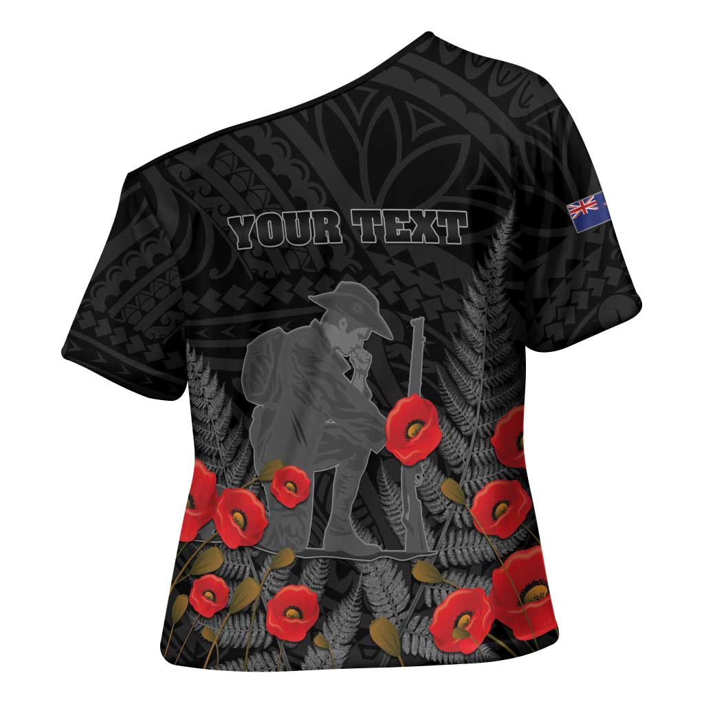 Personalised New Zealand ANZAC Day Cross Shoulder Shirt Lest We Forget Soldier Memorial