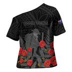 Personalised New Zealand ANZAC Day Cross Shoulder Shirt Lest We Forget Soldier Memorial