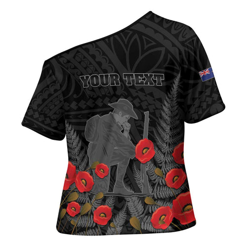 Personalised New Zealand ANZAC Day Cross Shoulder Shirt Lest We Forget Soldier Memorial