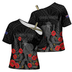 Personalised New Zealand ANZAC Day Cross Shoulder Shirt Lest We Forget Soldier Memorial