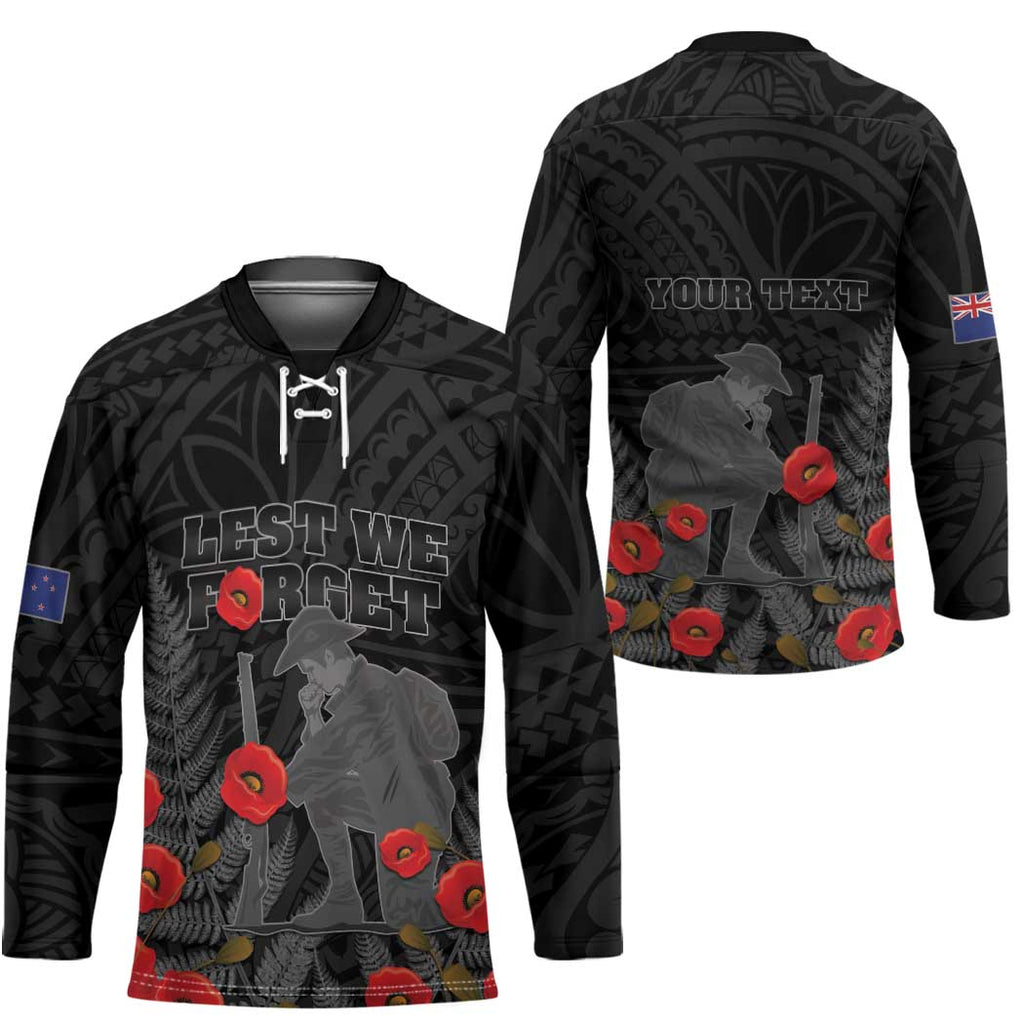 Personalised New Zealand ANZAC Day Hockey Jersey Lest We Forget Soldier Memorial
