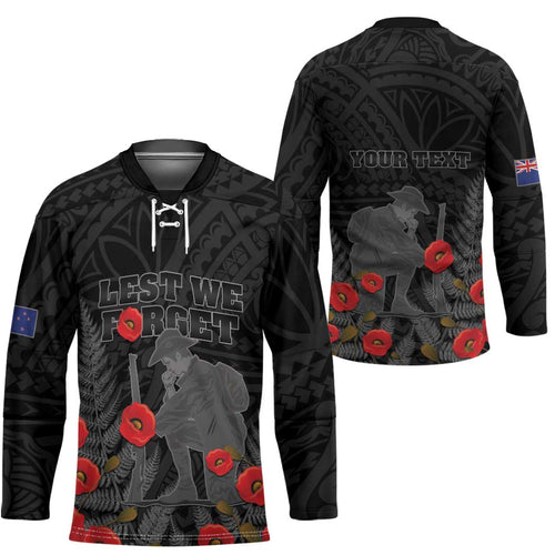 Personalised New Zealand ANZAC Day Hockey Jersey Lest We Forget Soldier Memorial