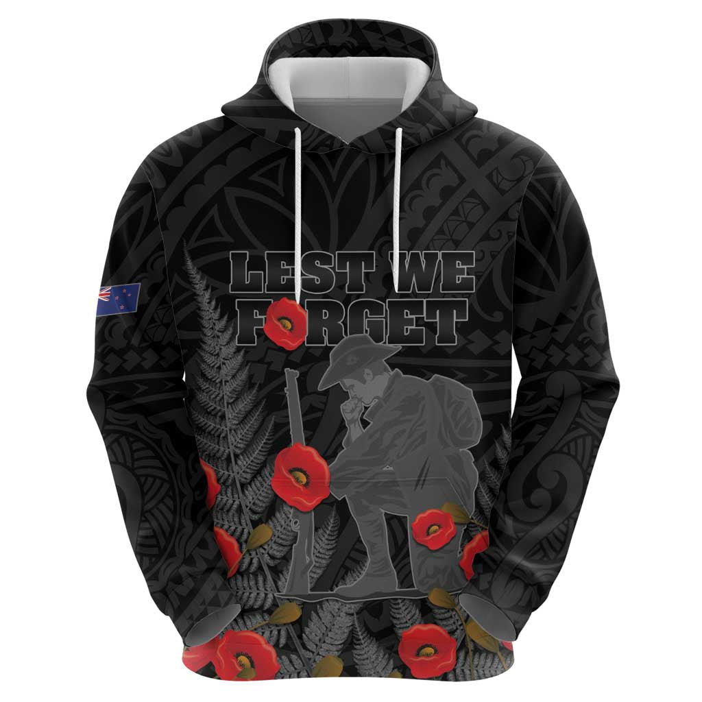 Personalised New Zealand ANZAC Day Hoodie Lest We Forget Soldier Memorial