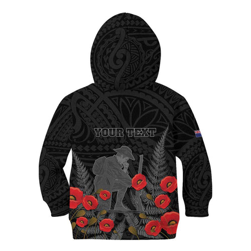 Personalised New Zealand ANZAC Day Kid Hoodie Lest We Forget Soldier Memorial