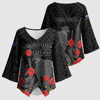 Personalised New Zealand ANZAC Day Kimono Sleeve Blouse Lest We Forget Soldier Memorial