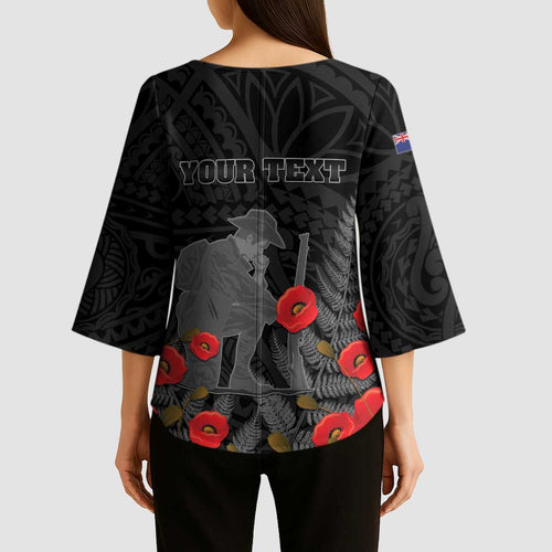 Personalised New Zealand ANZAC Day Kimono Sleeve Blouse Lest We Forget Soldier Memorial