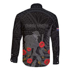 Personalised New Zealand ANZAC Day Long Sleeve Button Shirt Lest We Forget Soldier Memorial