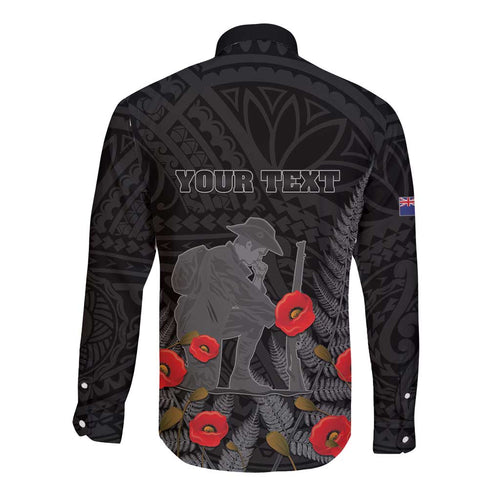 Personalised New Zealand ANZAC Day Long Sleeve Button Shirt Lest We Forget Soldier Memorial