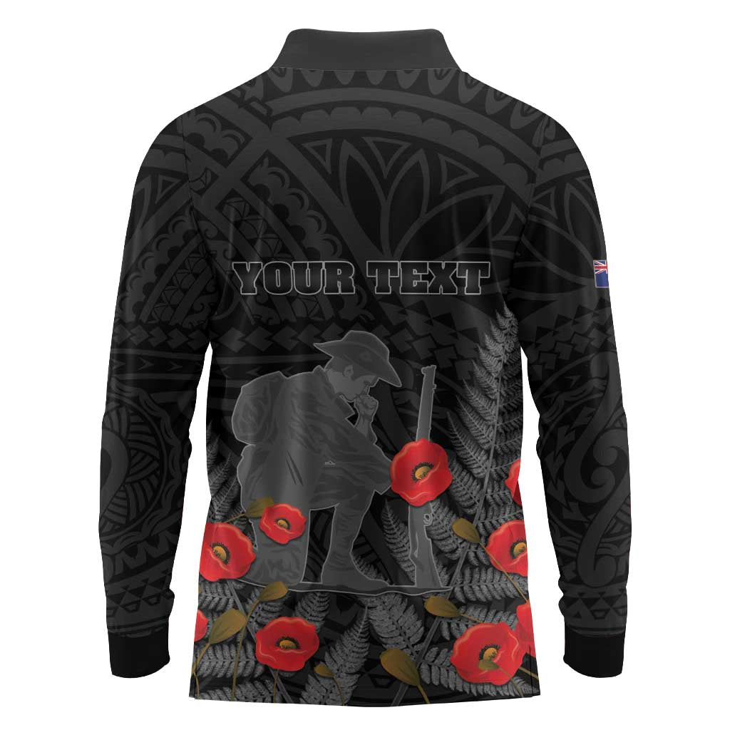 Personalised New Zealand ANZAC Day Long Sleeve Polo Shirt Lest We Forget Soldier Memorial