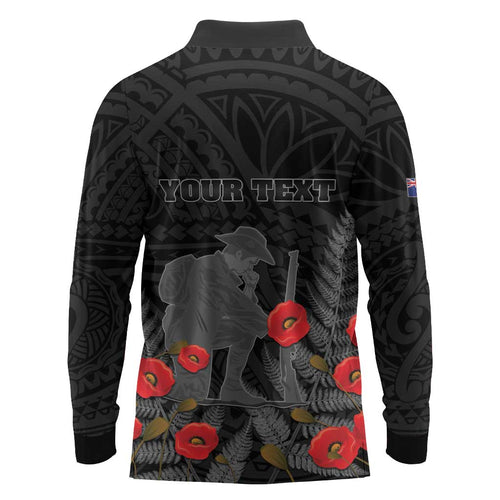 Personalised New Zealand ANZAC Day Long Sleeve Polo Shirt Lest We Forget Soldier Memorial