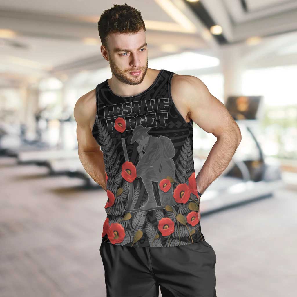 Personalised New Zealand ANZAC Day Men Tank Top Lest We Forget Soldier Memorial