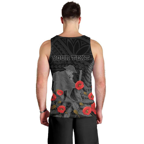 Personalised New Zealand ANZAC Day Men Tank Top Lest We Forget Soldier Memorial