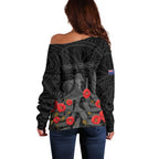 Personalised New Zealand ANZAC Day Off Shoulder Sweater Lest We Forget Soldier Memorial