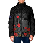 Personalised New Zealand ANZAC Day Padded Jacket Lest We Forget Soldier Memorial