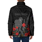 Personalised New Zealand ANZAC Day Padded Jacket Lest We Forget Soldier Memorial
