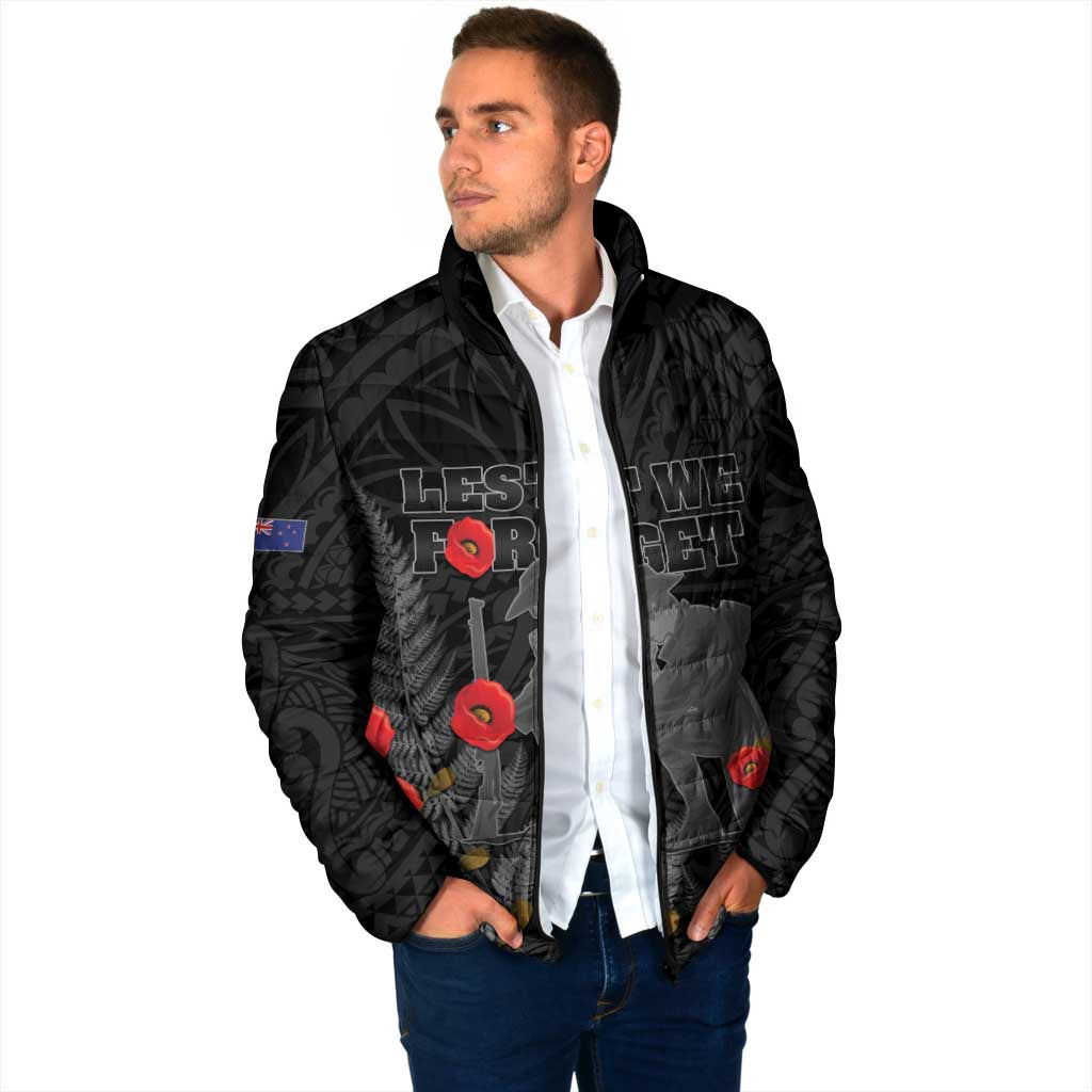 Personalised New Zealand ANZAC Day Padded Jacket Lest We Forget Soldier Memorial