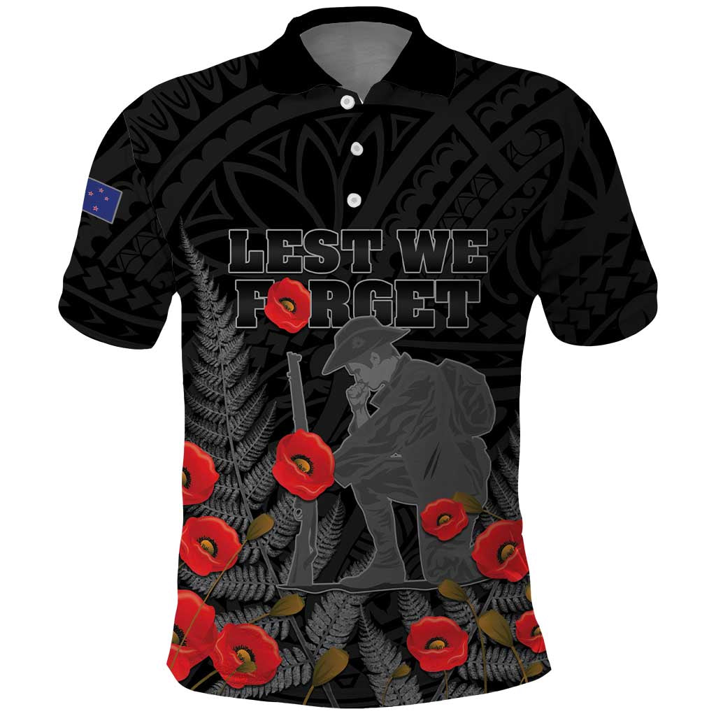 Personalised New Zealand ANZAC Day Polo Shirt Lest We Forget Soldier Memorial