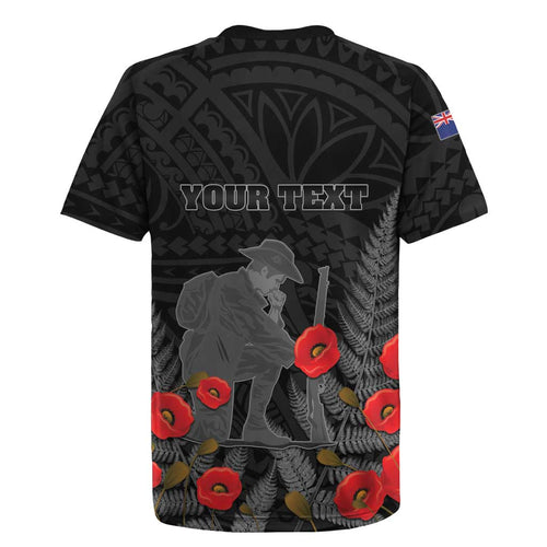 Personalised New Zealand ANZAC Day Rugby Jersey Lest We Forget Soldier Memorial