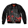 Personalised New Zealand ANZAC Day Sleeve Zip Bomber Jacket Lest We Forget Soldier Memorial