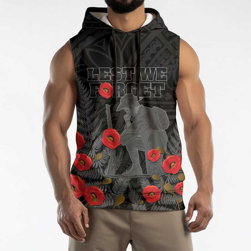 Personalised New Zealand ANZAC Day Sleeveless Hoodie Lest We Forget Soldier Memorial