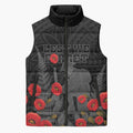 Personalised New Zealand ANZAC Day Sleeveless Puffer Jacket Lest We Forget Soldier Memorial
